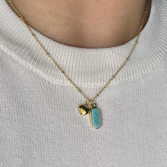 Dije Corazón con Piedra Natural