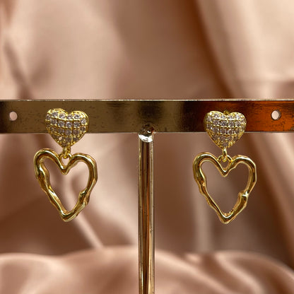 Aretes doble corazón