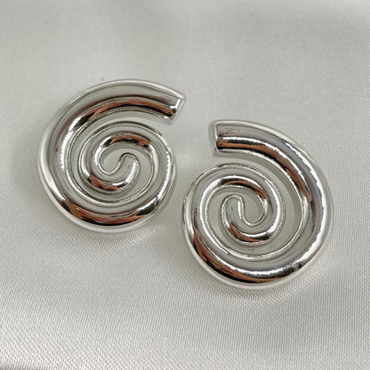 Aretes espiral baño de oro/ acero