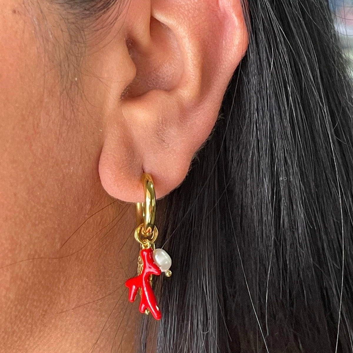Aretes Alga Roja
