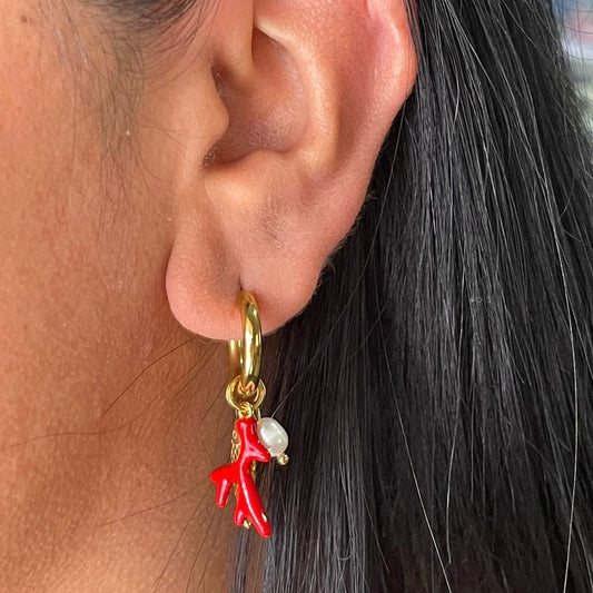 Aretes Alga Roja