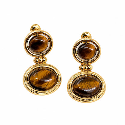 Aretes ojo de tigre doble Piedra Natural