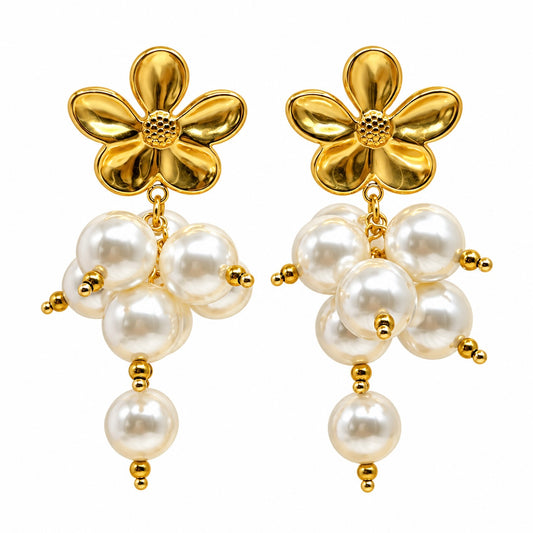 Aretes Flor Perlas
