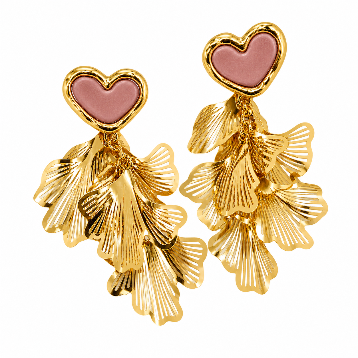 Aretes Corazón Láminas Rosa