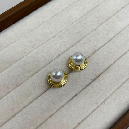 Aretes Perla con plato