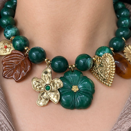 Collar Verde Flores