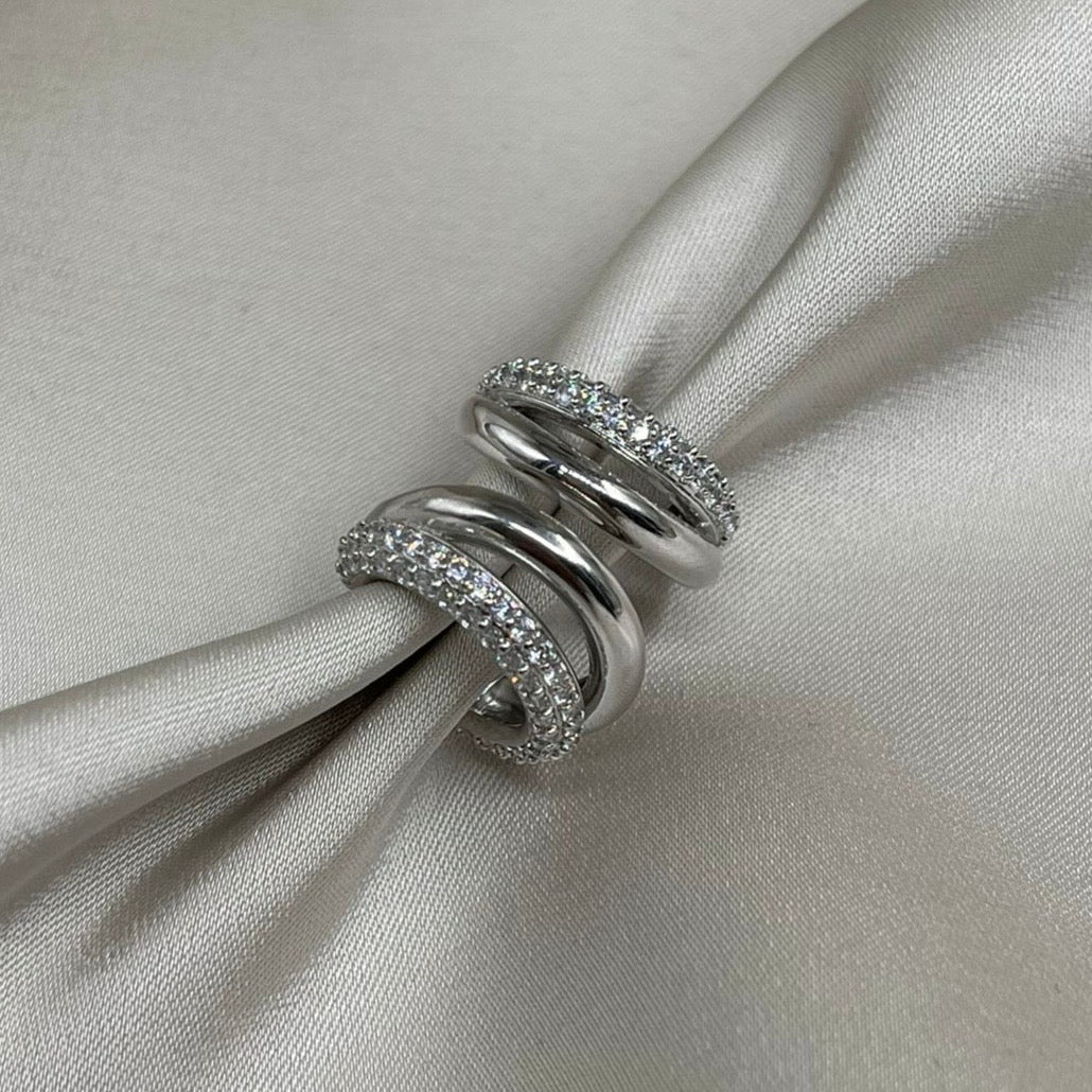 Arracada doble 2cm Zirconia