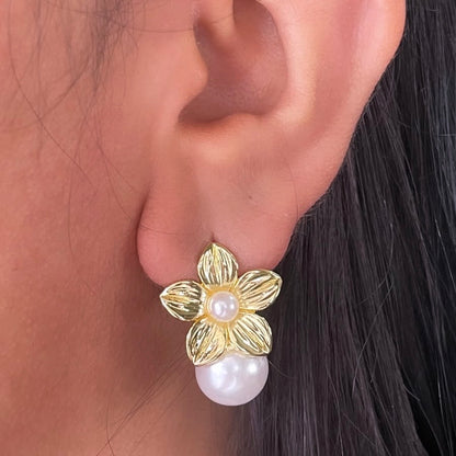 Aretes Flor perlas