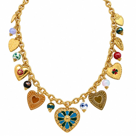 Collar Corazón Flor Azul 🩵