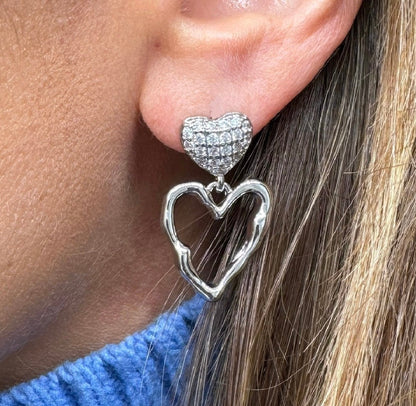Aretes doble corazón