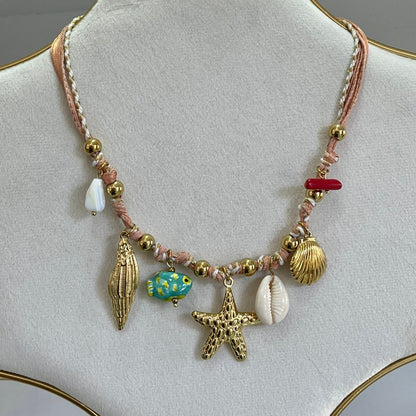 Collar Tela Dijes Mar