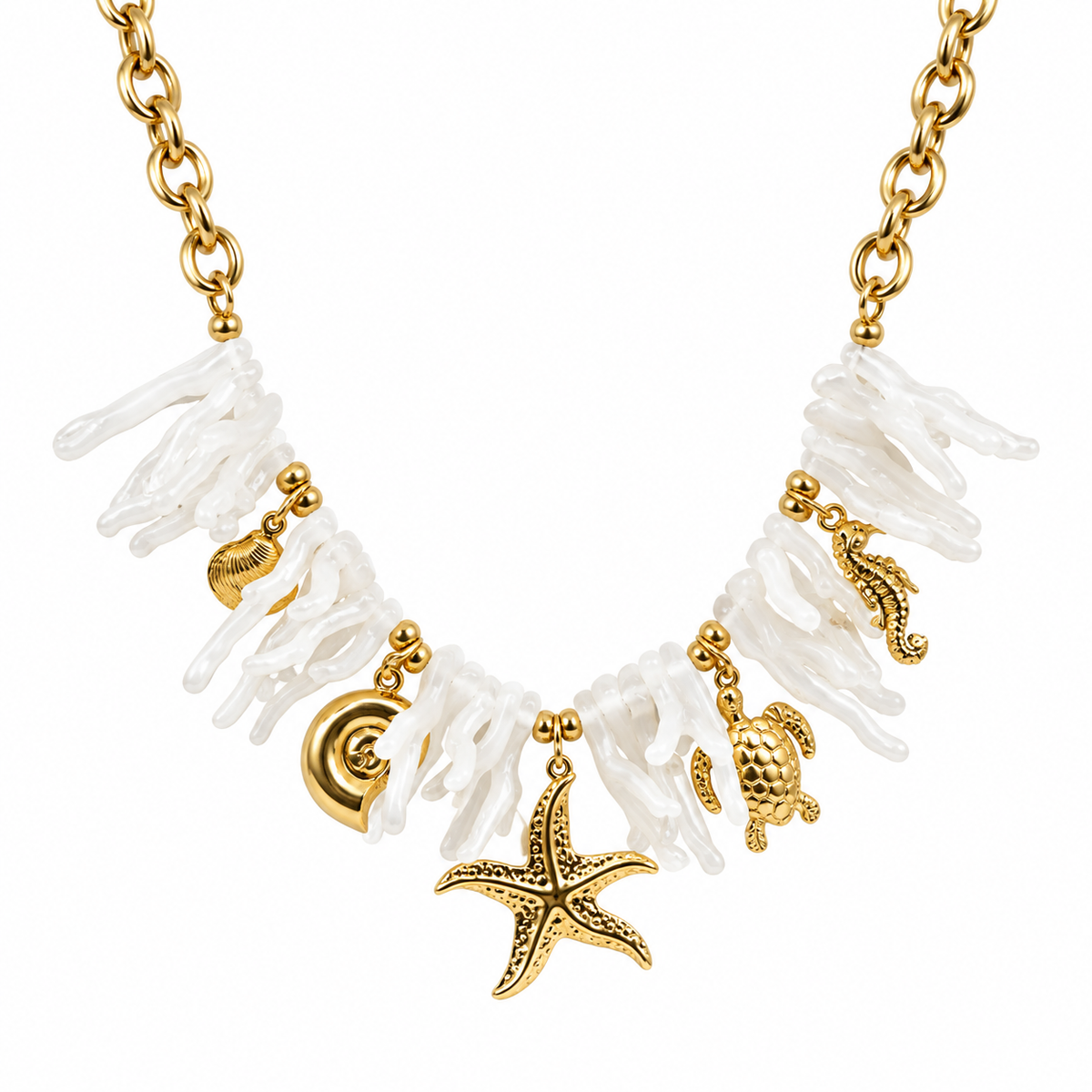 Collar Coral con Dijes Mar