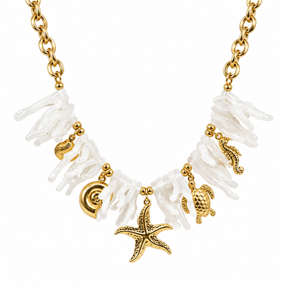 Collar Coral con Dijes Mar