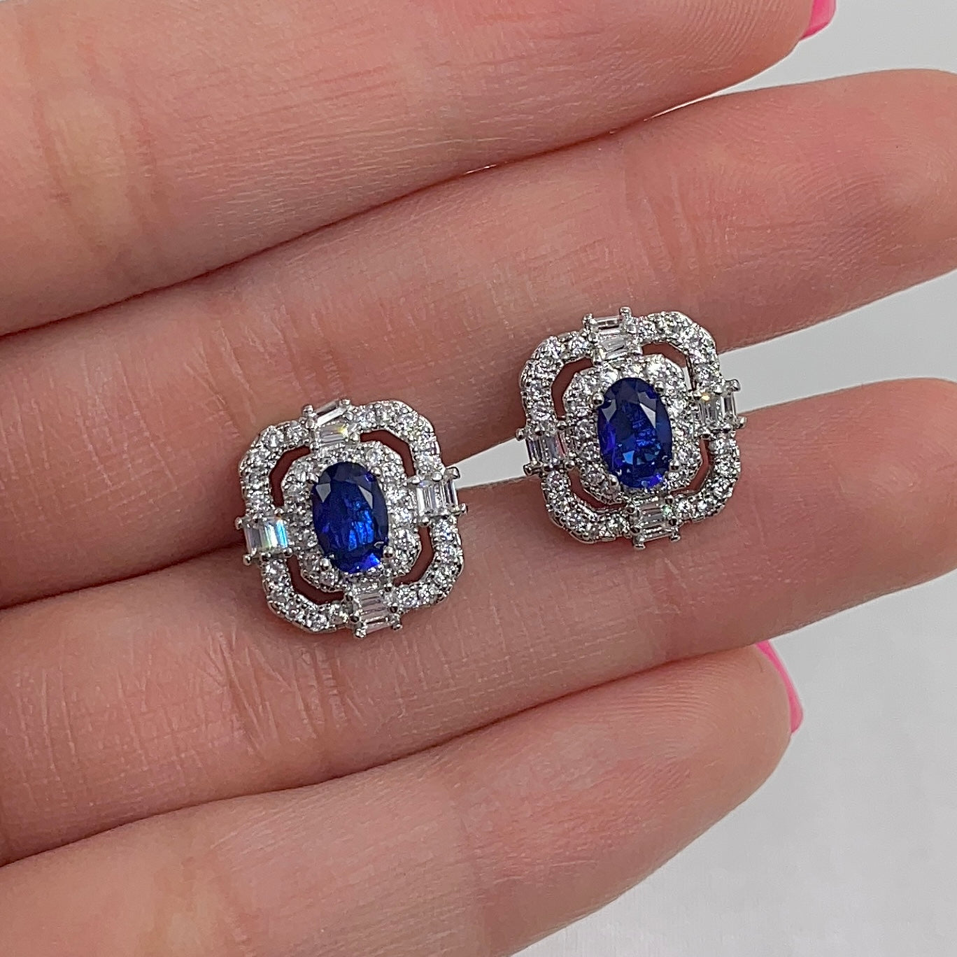 Aretes óvalo azul