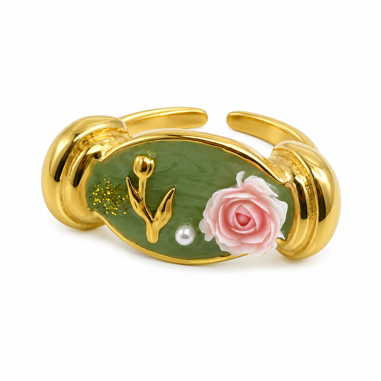 Anillo rosa y flor