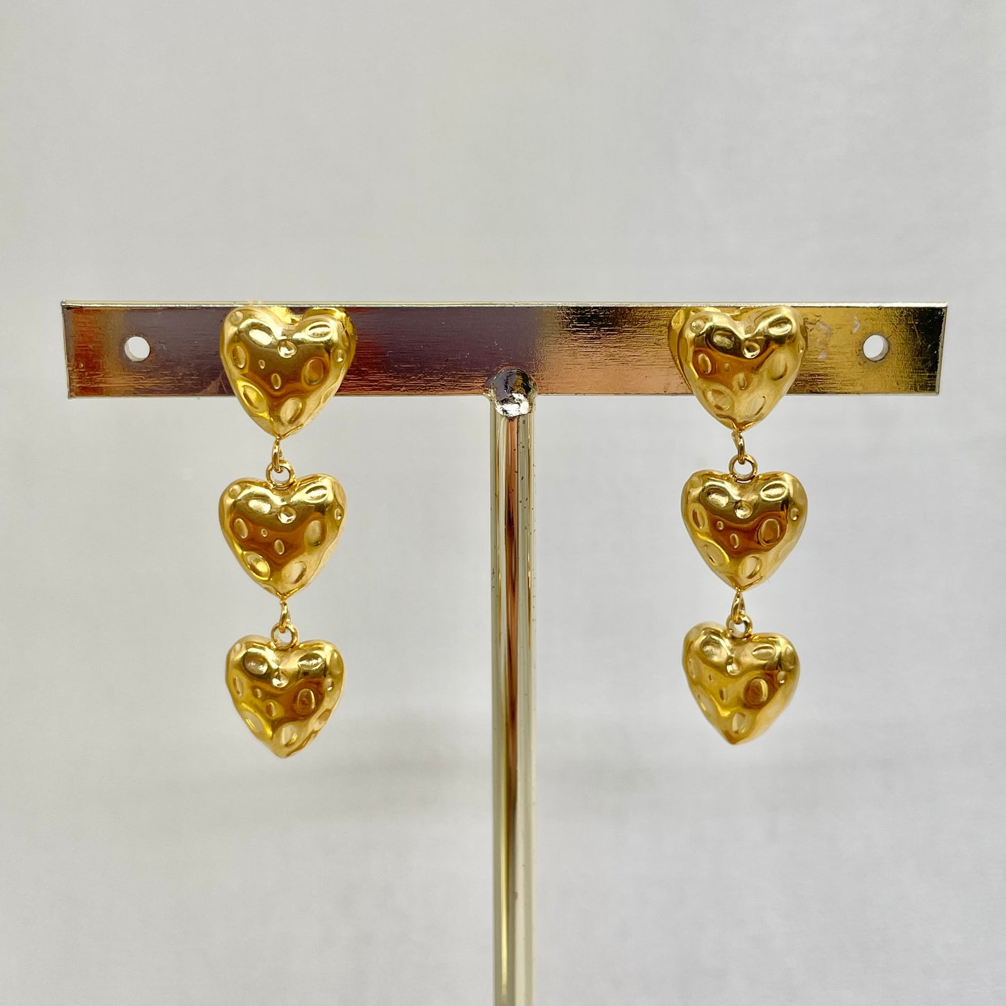 Aretes 3 corazones acero