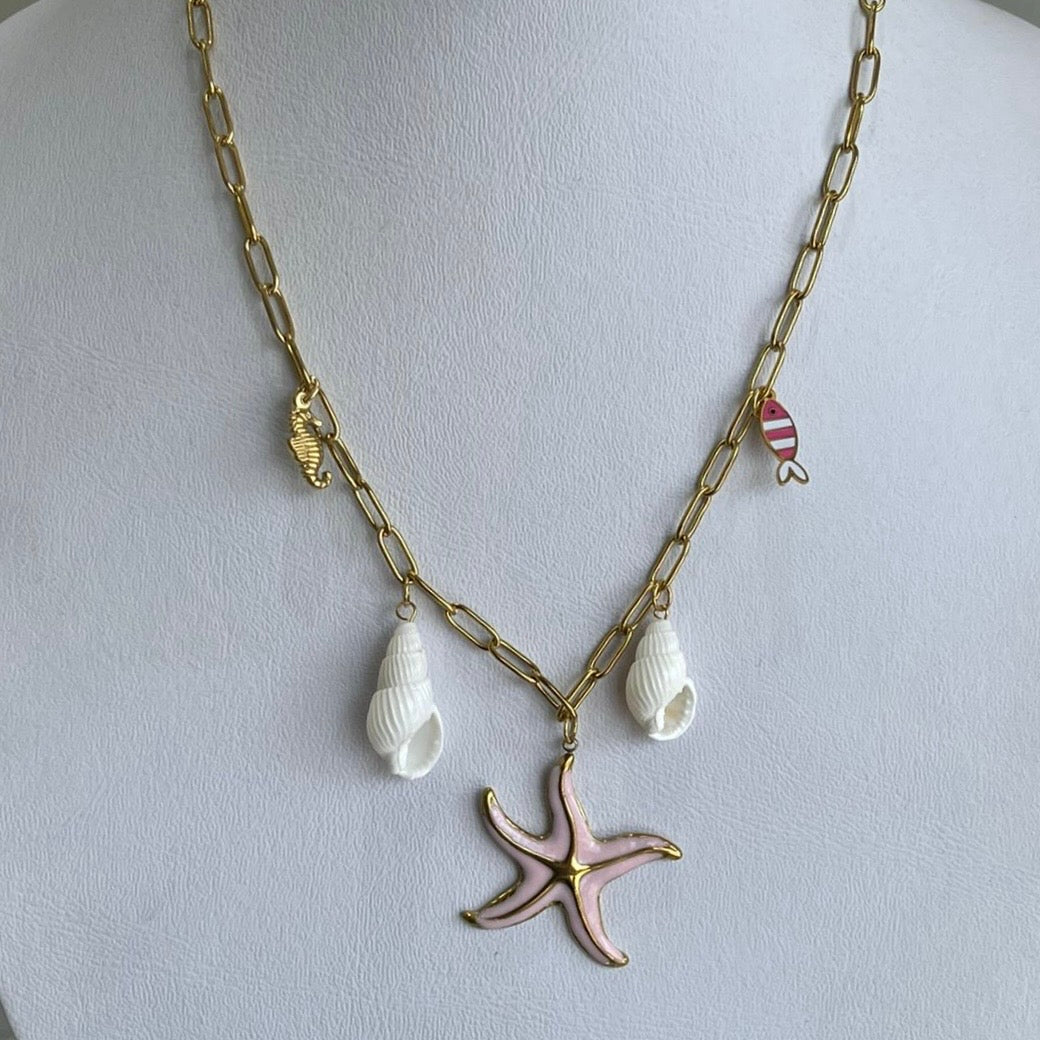 Collar Estrella de Mar Rosa