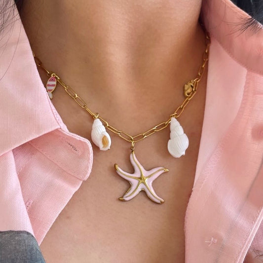 Collar Estrella de Mar Rosa