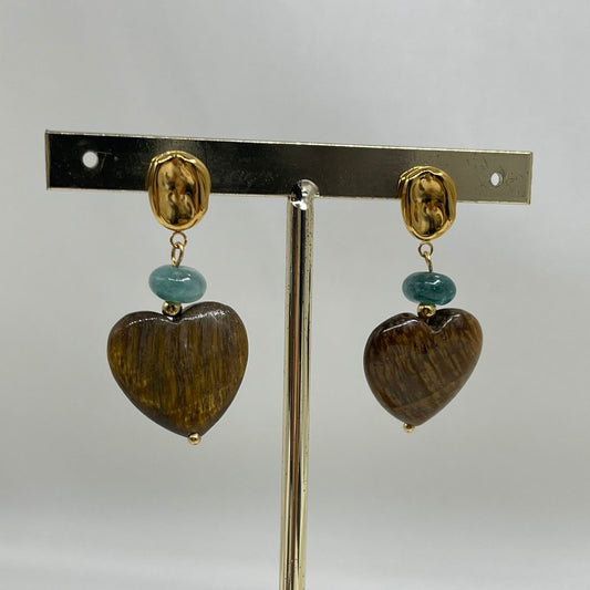 Aretes Corazón Ágata/Tig