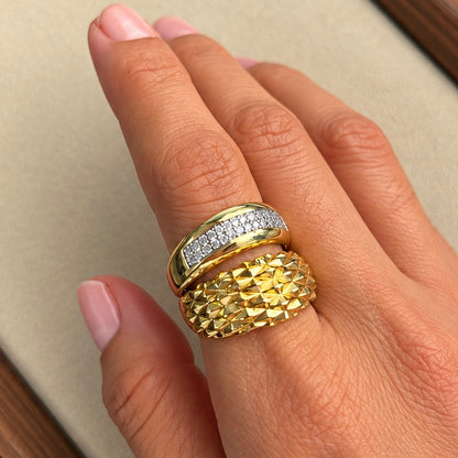 Anillo Rombo Doble Zirconias