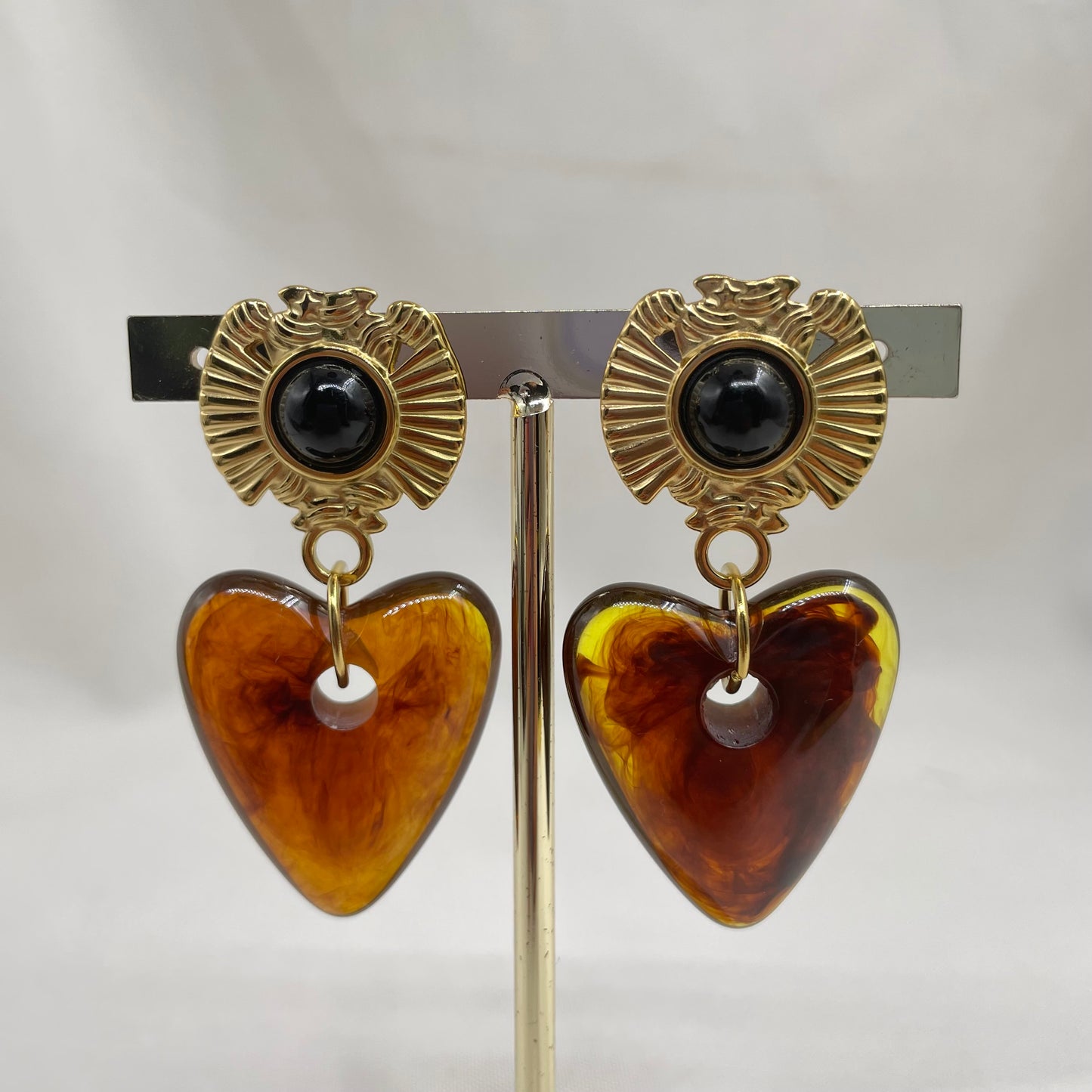 Aretes Ámbar Corazón Grande
