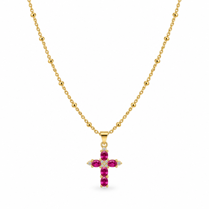 Collar Dije Cruz Rosado