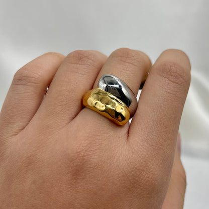 Anillo acero bicolor chunky