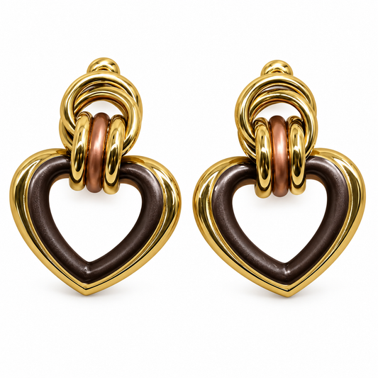 Aretes Corazón café