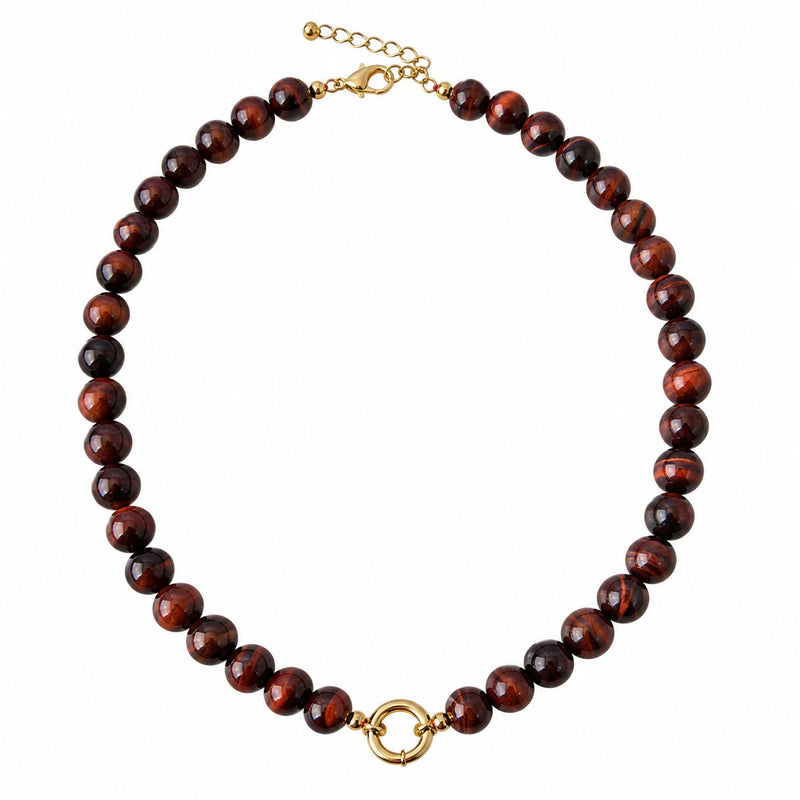 Collar Ojo de tigre rojo Piedra Nat