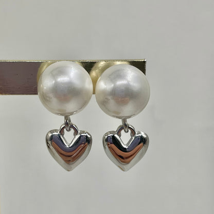 Aretes perla y corazón