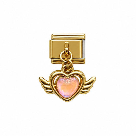 CHARM Gold Corazón con Alas Colgante 🪽
