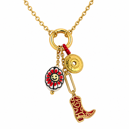Collar Largo Bota y Flor