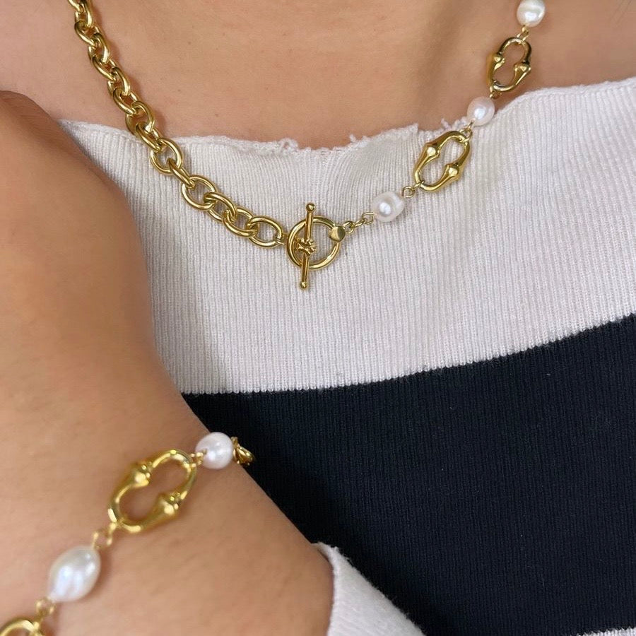 Collar Perlas Eslabones