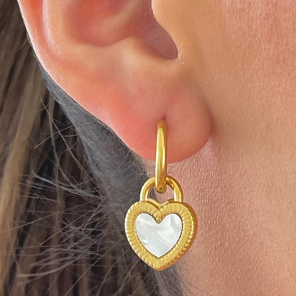 Aretes corazón doble vista acero