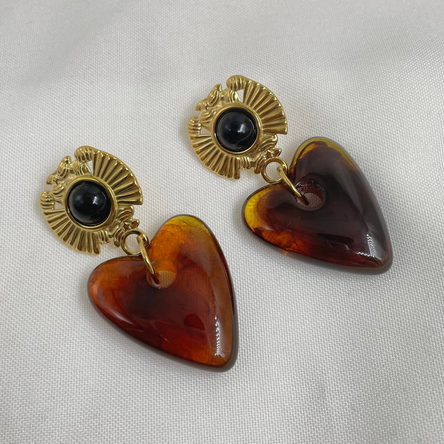 Aretes Ámbar Corazón Grande
