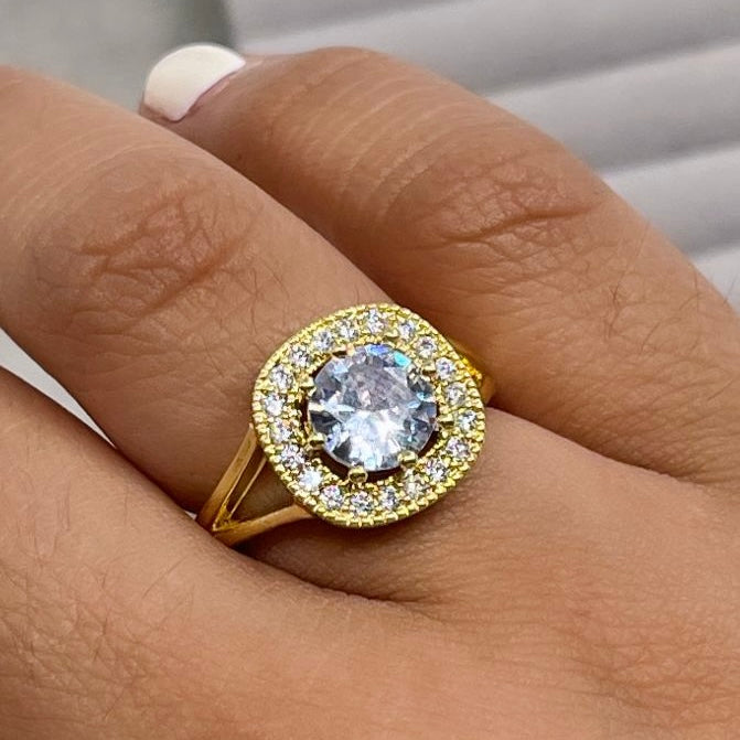 Anillo Halo Zirconia