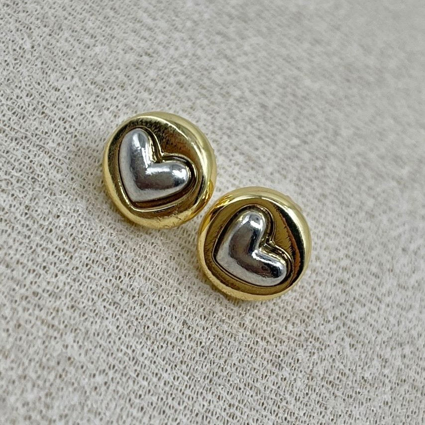 Aretes Corazón dos tonos