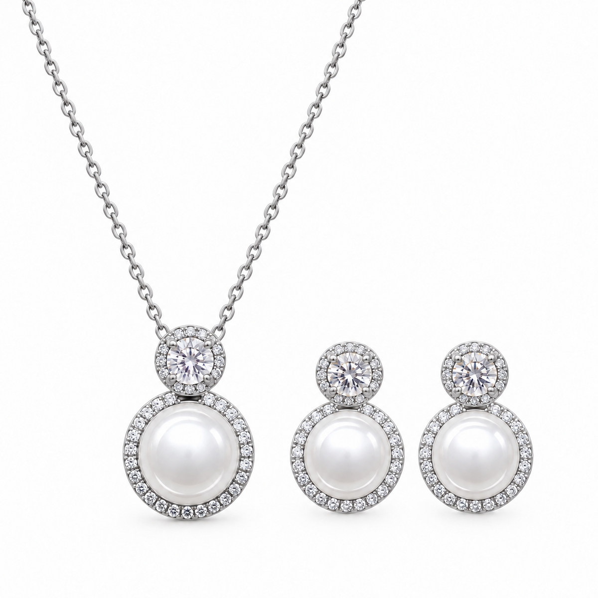 Juego de Aretes y Dije Perla