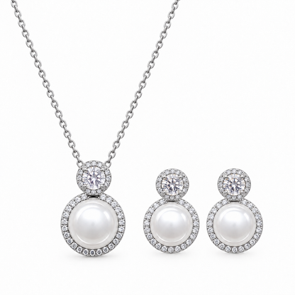 Juego de Aretes y Dije Perla