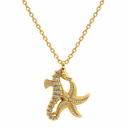 Collar dije Estrella y Caballo Mar