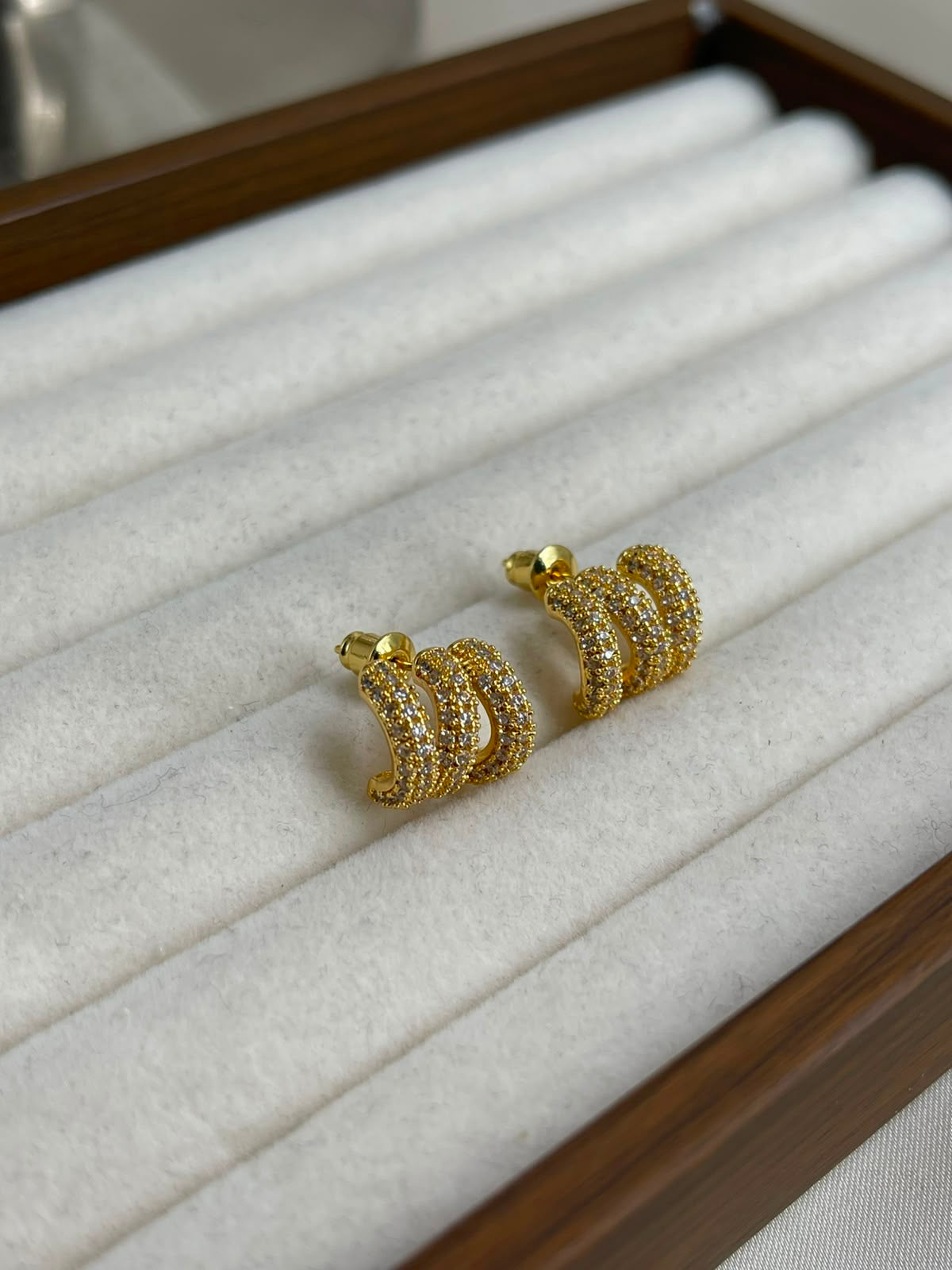 Aretes triple mini Zirconias