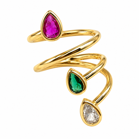 Anillo Espiral 3 Piedras