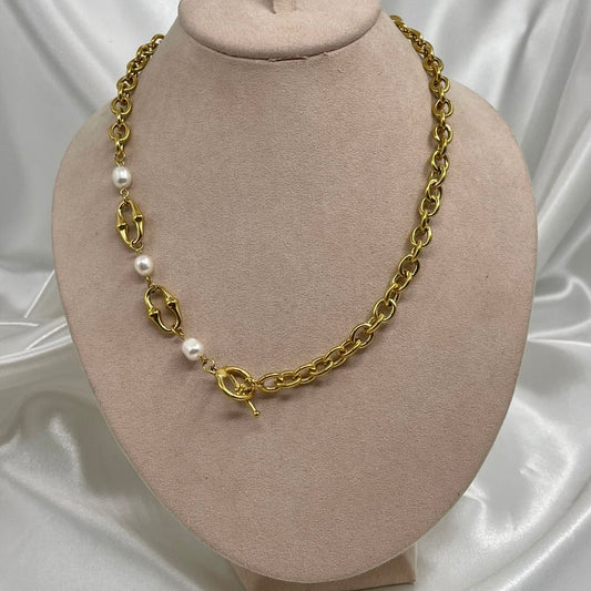 Collar Perlas Eslabones