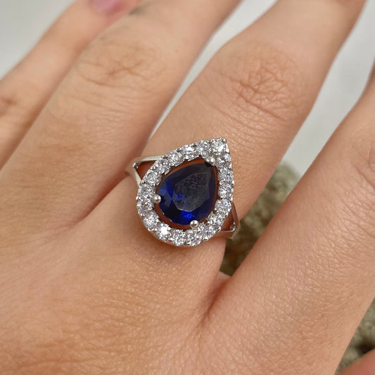 Anillo gota azul