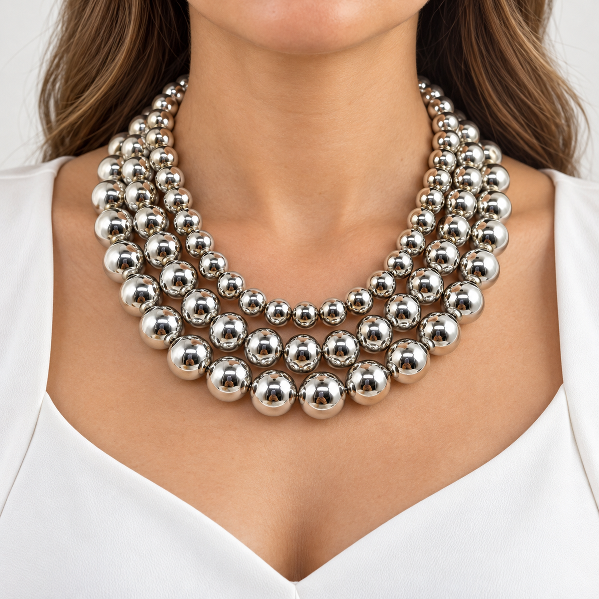 Collar Bolas Plata
