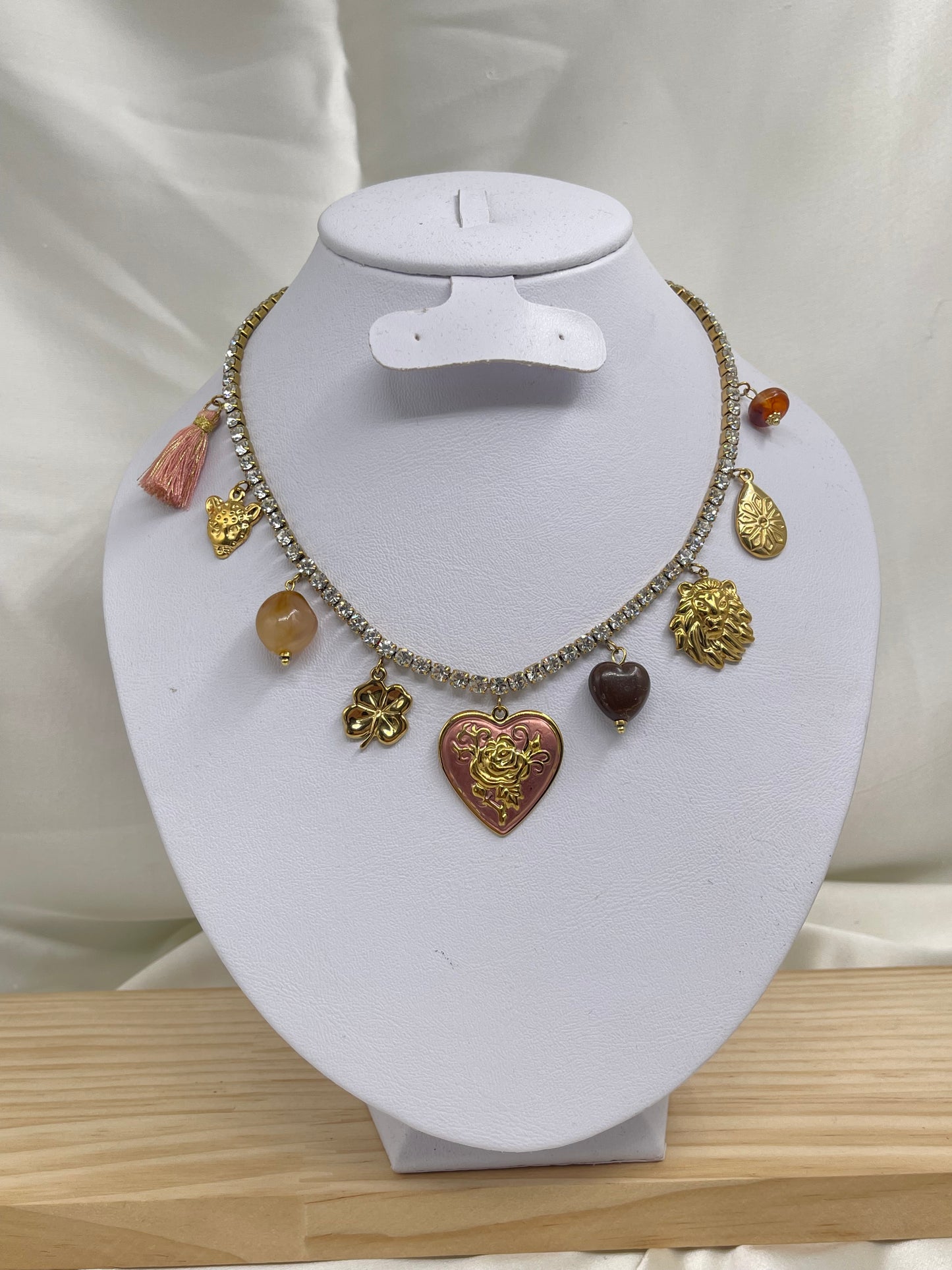 Collar Tennis Corazón Rosa 🩷