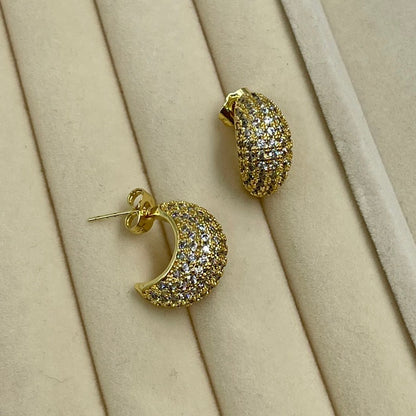 Aretes Media Luna Pave