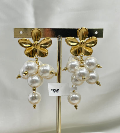 Aretes Flor Perlas