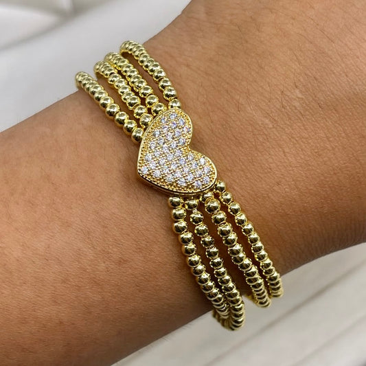 Pulsera Corazón bolitas