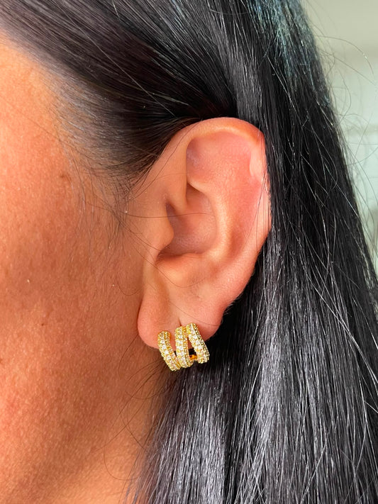 Aretes triple mini Zirconias